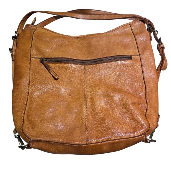 Elegant Tan Woven Leather Shoulder Bag - Picture 3 of 6